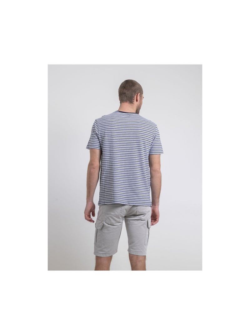 T-shirt col rond rayures NELORENZO Bleu marine - Kiabi