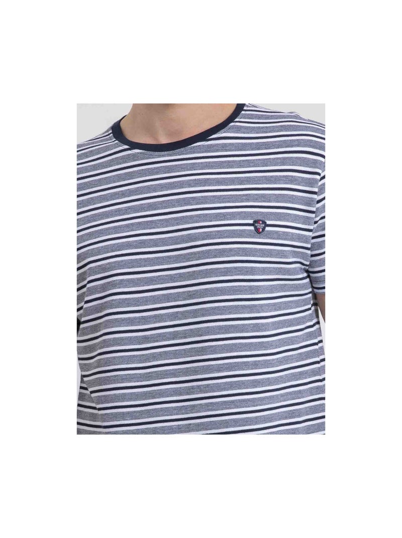 T-shirt col rond rayures NELORENZO Bleu marine - Kiabi