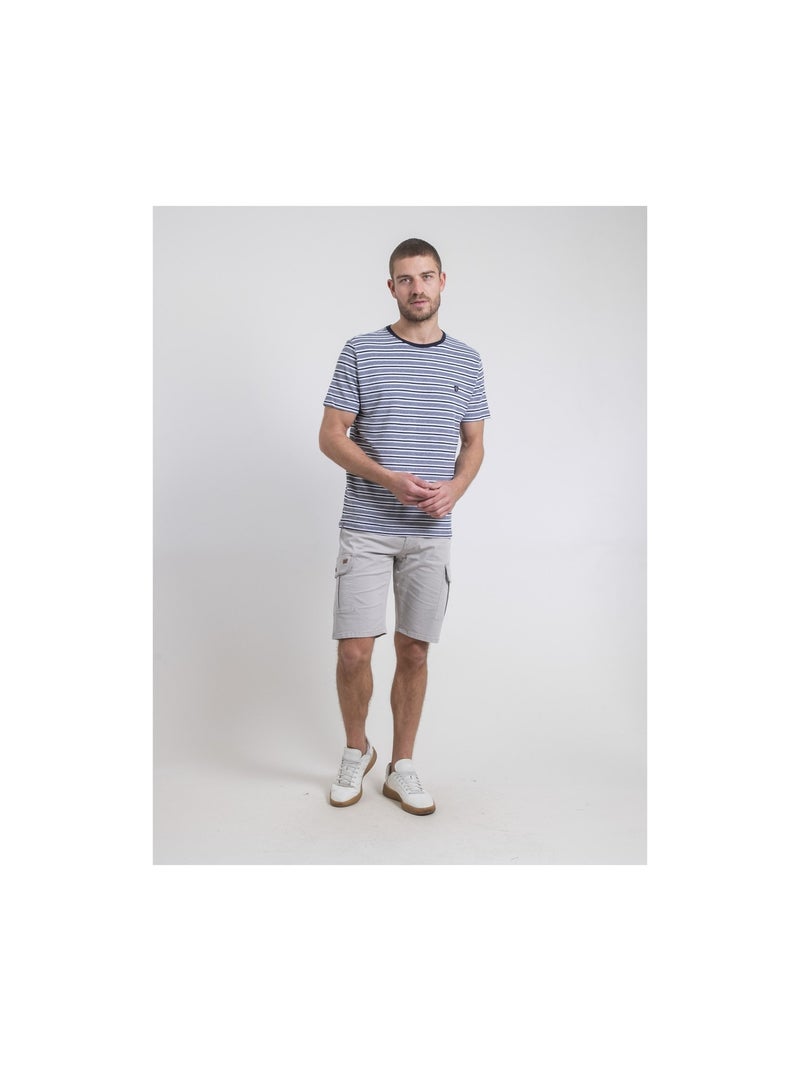 T-shirt col rond rayures NELORENZO Bleu marine - Kiabi