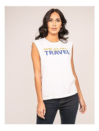 T-shirt col rond sans manches FLORIFOU