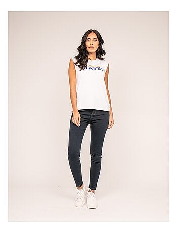 T-shirt col rond sans manches FLORIFOU