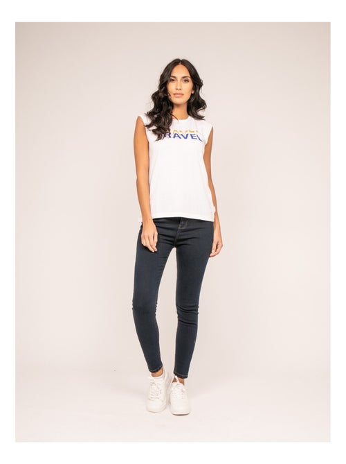 T-shirt col rond sans manches FLORIFOU - Kiabi