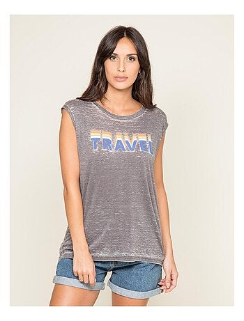 T-shirt col rond sans manches FLORIFOU