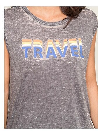 T-shirt col rond sans manches FLORIFOU