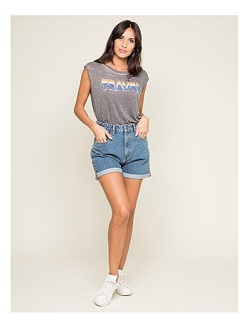 T-shirt col rond sans manches FLORIFOU