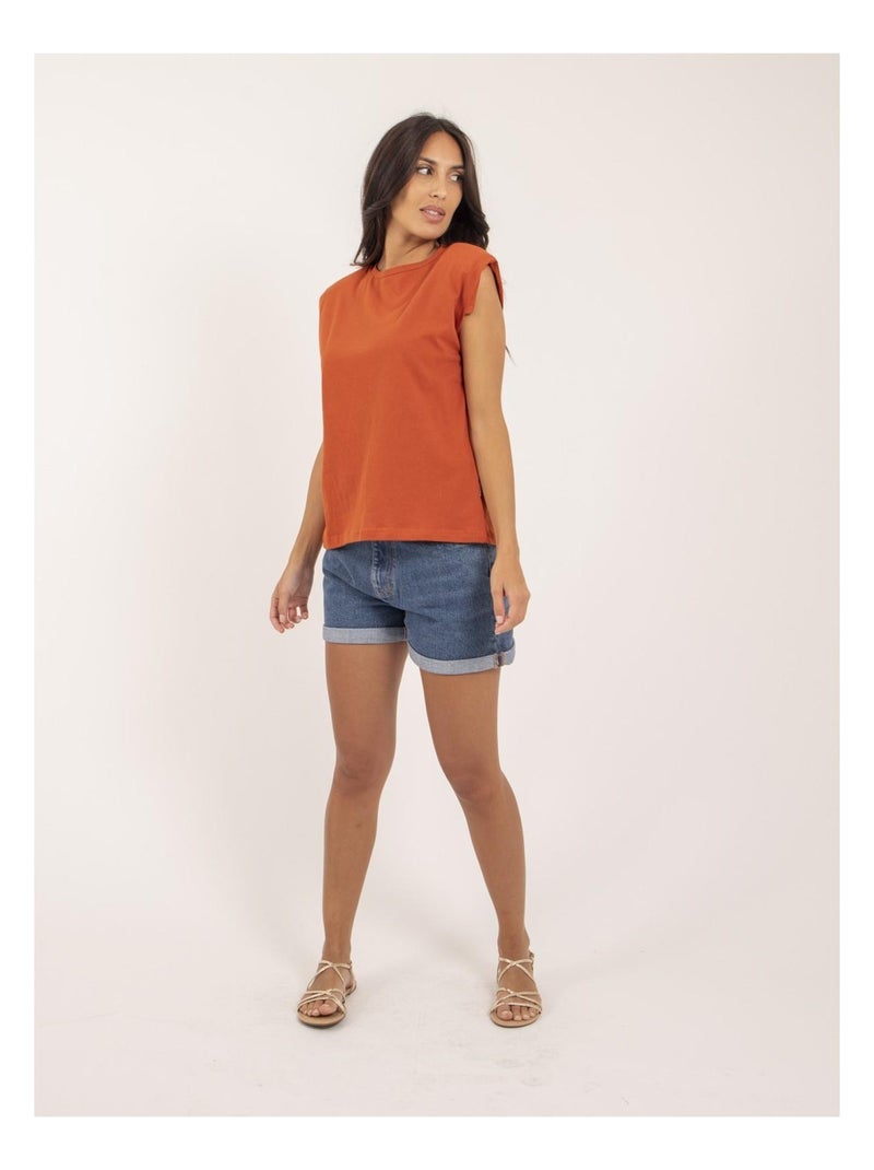 T-shirt col rond  sans manches FROZEN Rouge brique - Kiabi