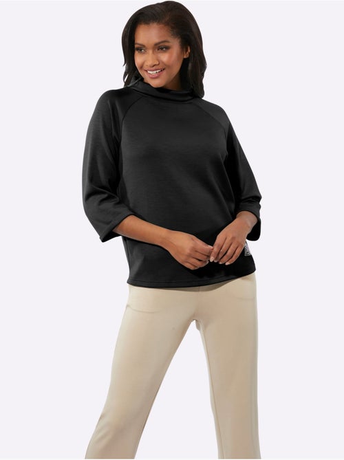 T-shirt col roulé avec manches 3/4 raglan et motifs décoratifs - taille standard - witt - Kiabi