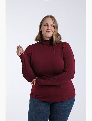 T-shirt col roulé en viscose uni PAPRIKA