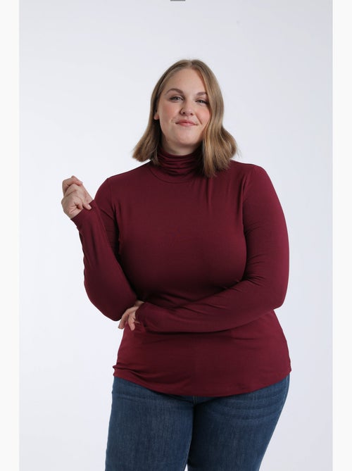T-shirt col roulé en viscose uni PAPRIKA - Kiabi