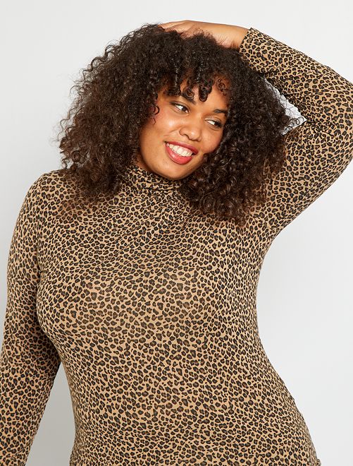 T-shirt col roulé                                                     léopard 
