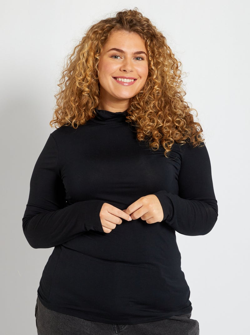 T-shirt col roulé noir - Kiabi
