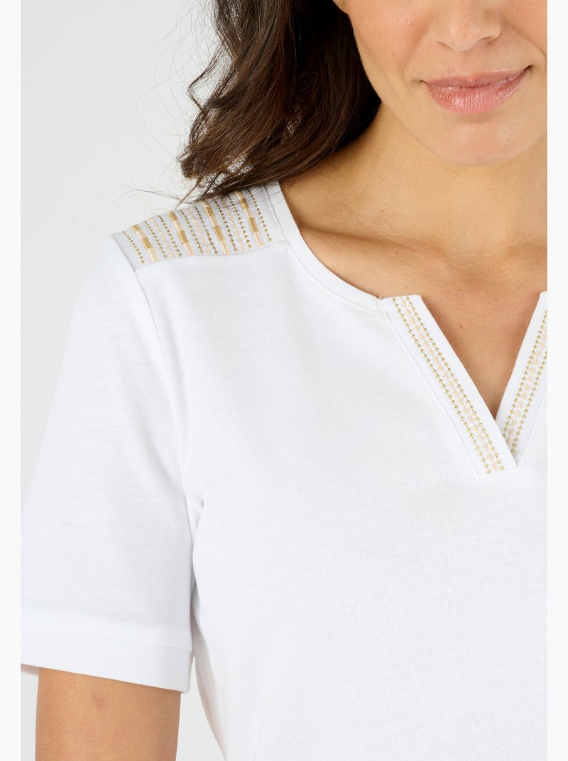 T-shirt col Tunisien - Damart Blanc - Kiabi