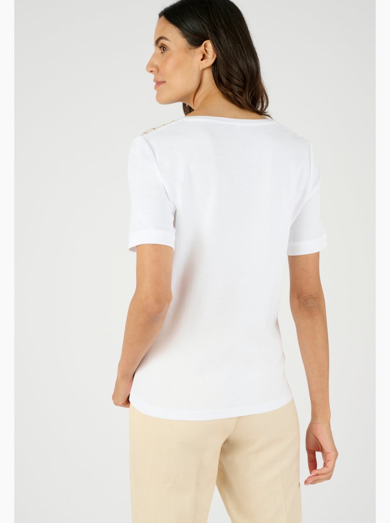 T-shirt col Tunisien - Damart Blanc - Kiabi