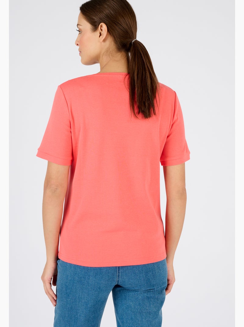 T-shirt col Tunisien - Damart Rose - Kiabi