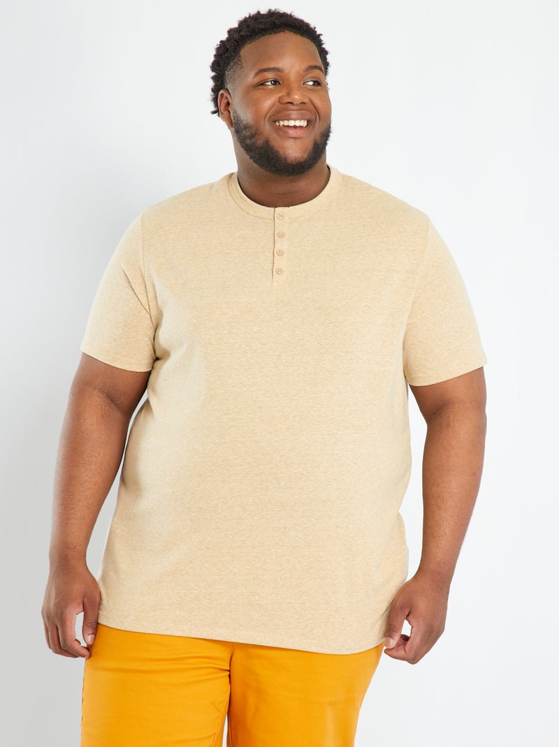 T-shirt col tunisien BEIGE - Kiabi