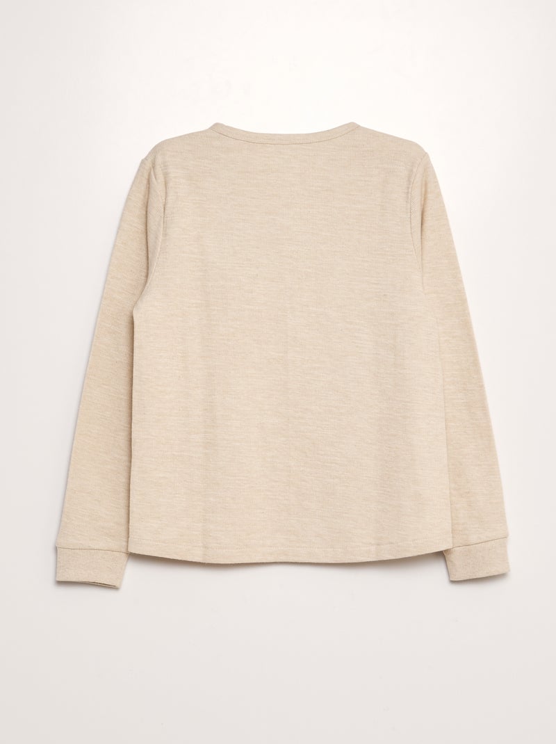 T-shirt col tunisien Beige - Kiabi