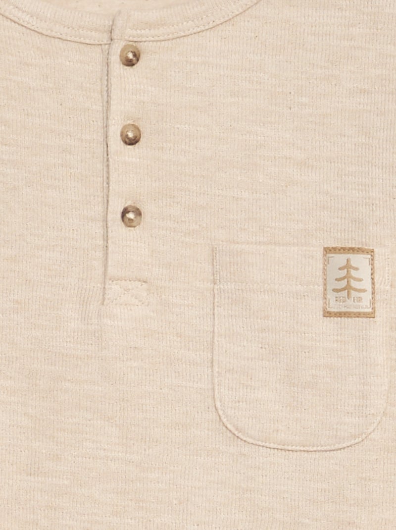 T-shirt col tunisien Beige - Kiabi