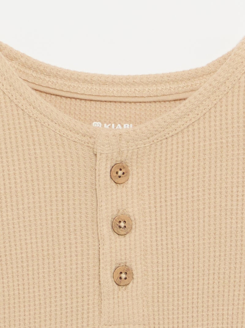 T-shirt col tunisien Beige - Kiabi
