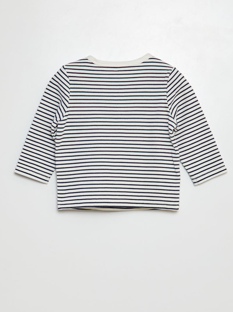 T-shirt  col tunisien Blanc - Kiabi