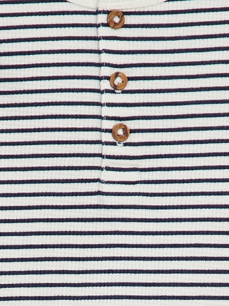 T-shirt  col tunisien Blanc - Kiabi