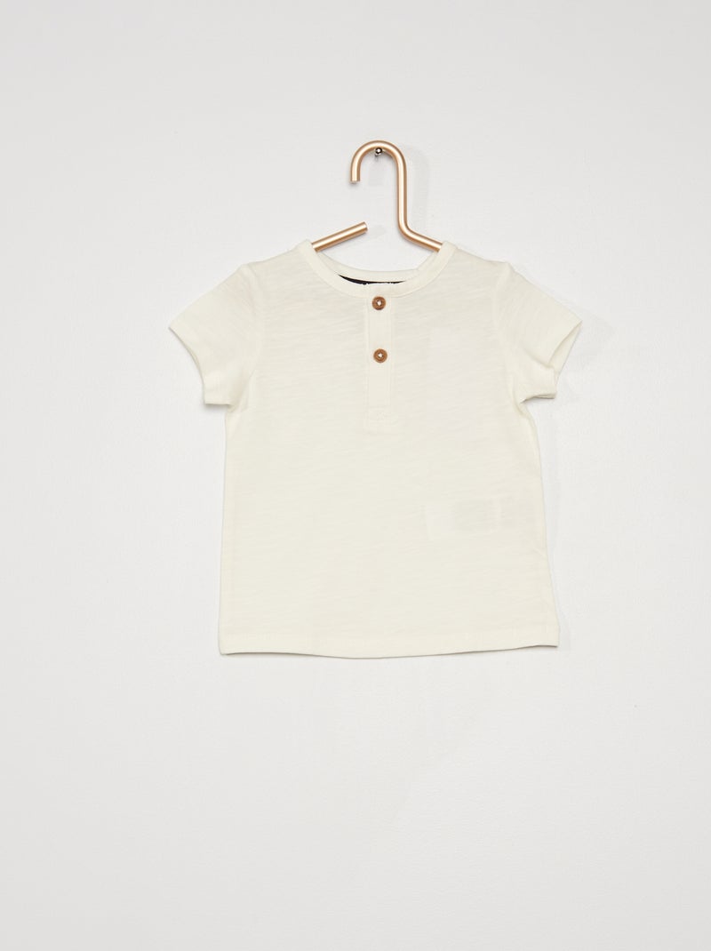 T-shirt col tunisien blanc - Kiabi