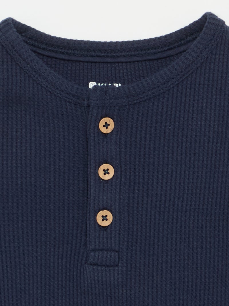 T-shirt col tunisien Bleu - Kiabi