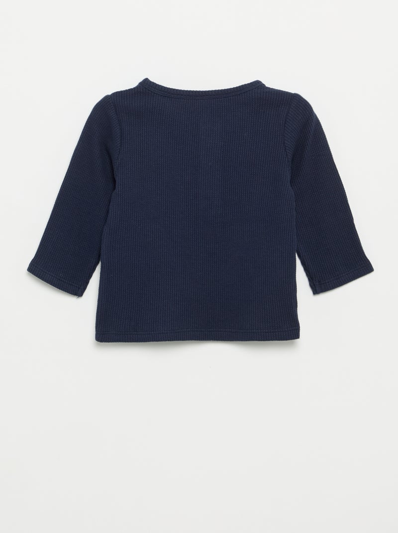 T-shirt col tunisien Bleu - Kiabi