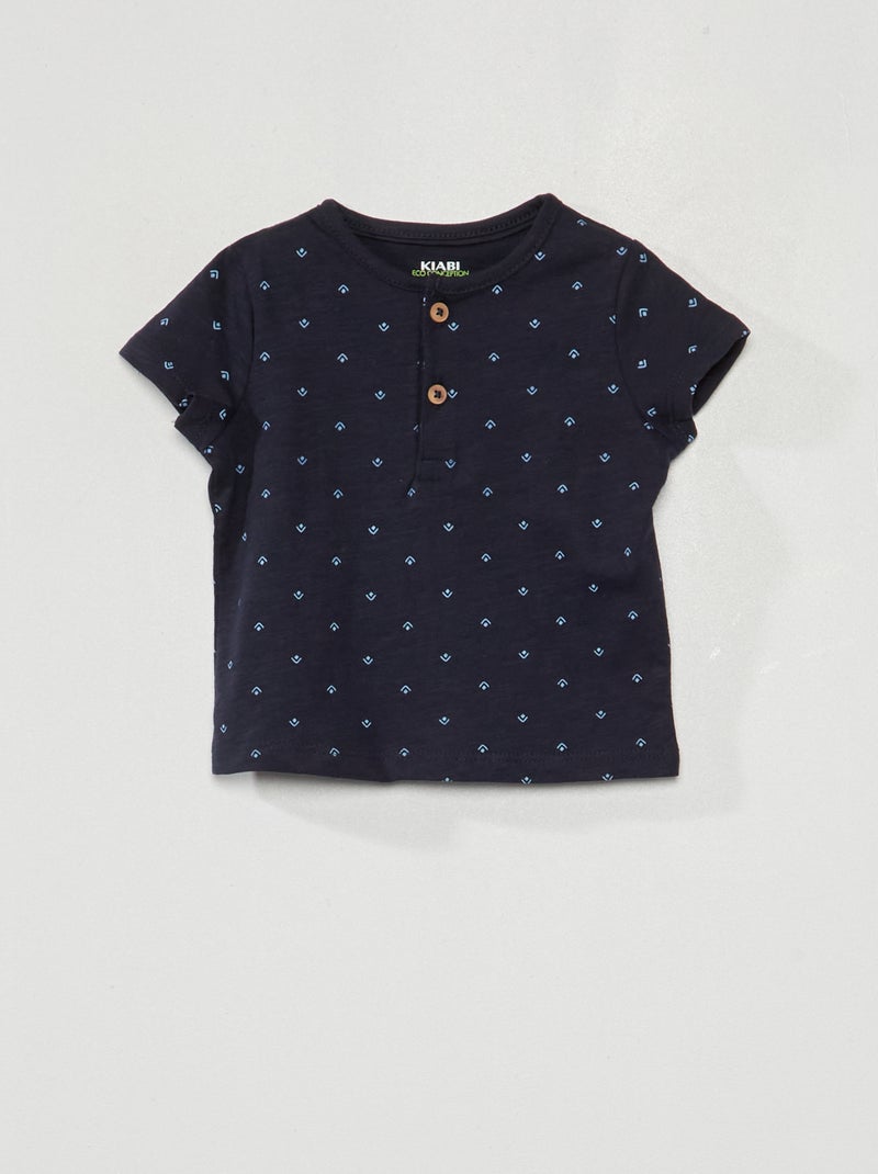 T-shirt col tunisien Bleu - Kiabi