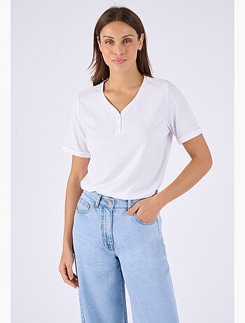 T-shirt col tunisien boutonné - Happy D. by Damart