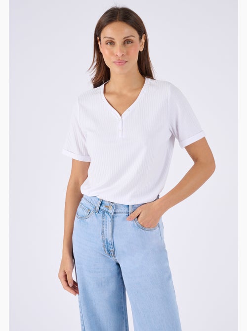 T-shirt col tunisien boutonné - Happy D. by Damart - Kiabi