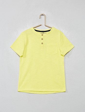 T-shirt col tunisien en coton bio