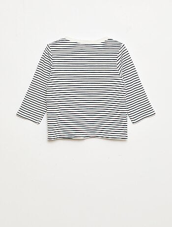 T-shirt col tunisien en maille gaufrée