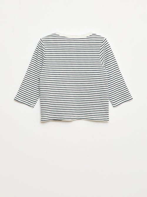 T-shirt col tunisien en maille gaufrée - Kiabi