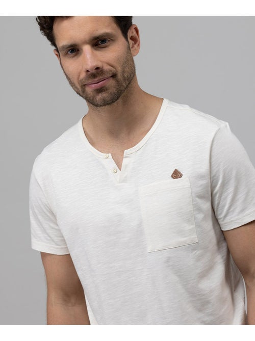 T-shirt col tunisien grège Homme - Terre de Marins - Kiabi