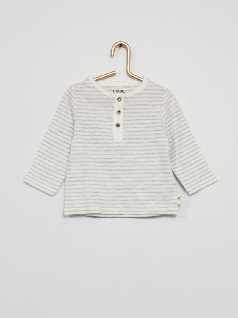 T-shirt col tunisien gris - Kiabi