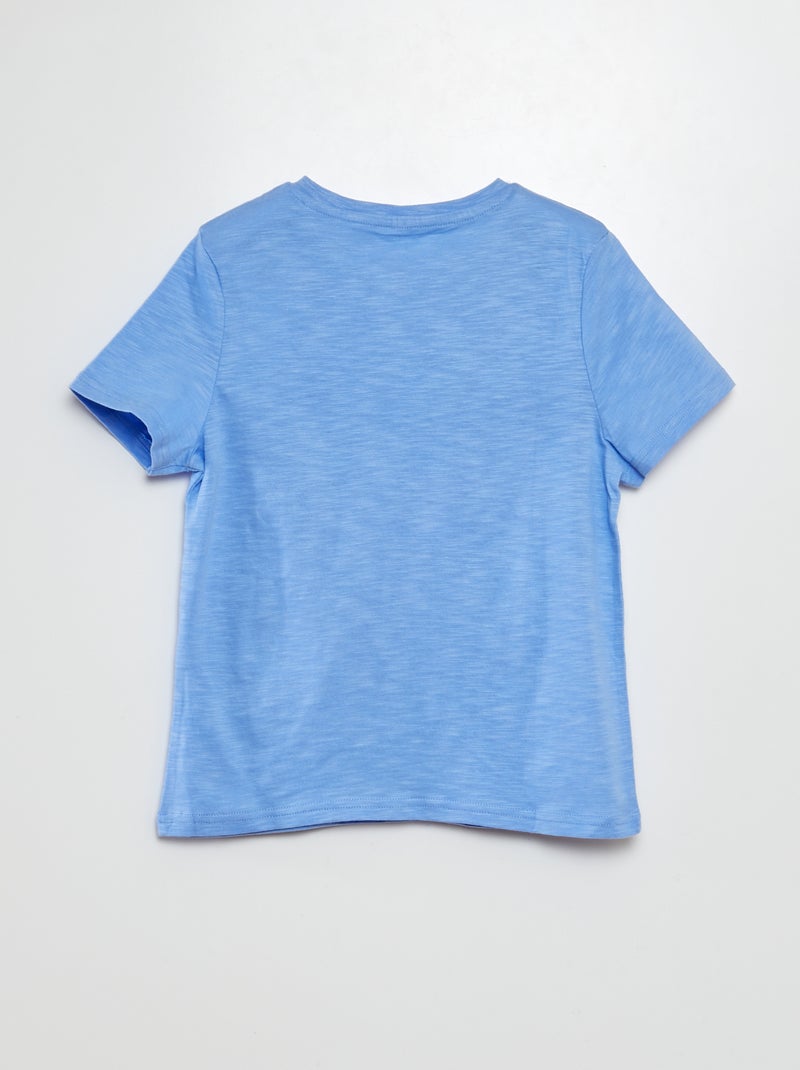 T-shirt col tunisien manches courtes BLEU - Kiabi