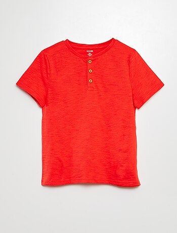 T-shirt col tunisien manches courtes