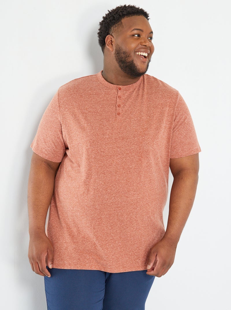 T-shirt col tunisien marron - Kiabi