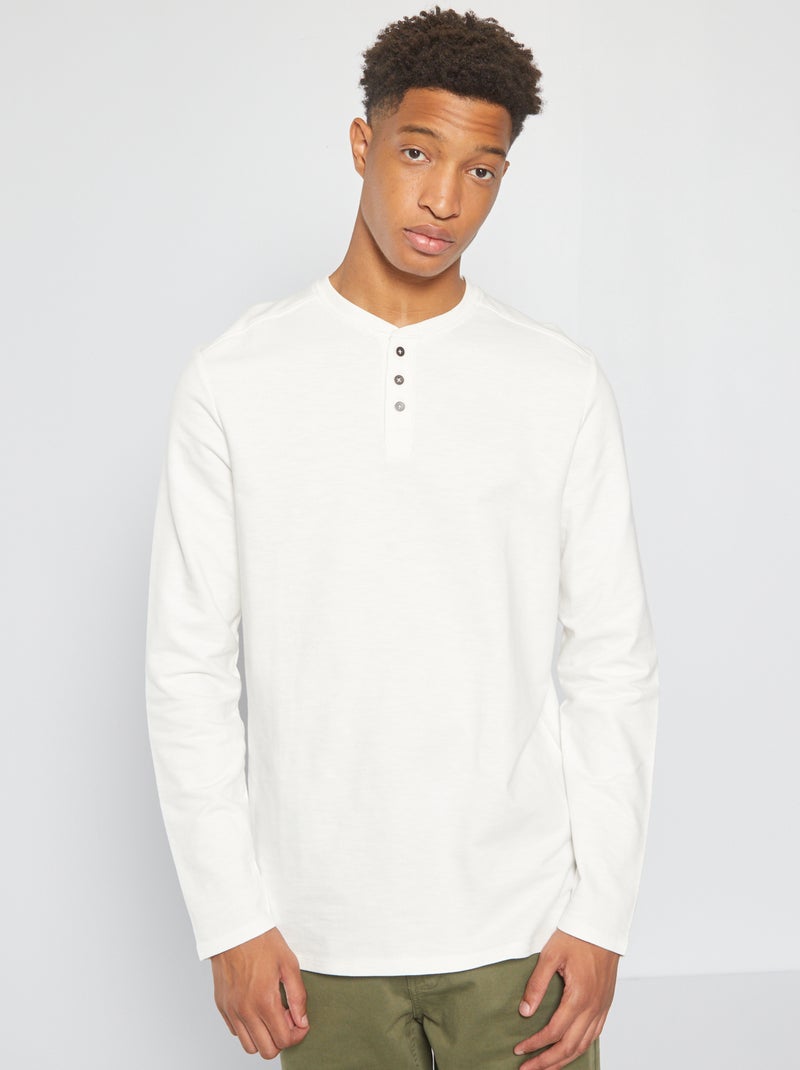 T-shirt col tunisien molleton léger +1m90 Écru - Kiabi