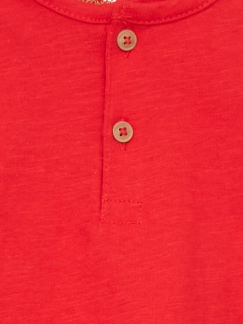 T-shirt col tunisien rouge - Kiabi