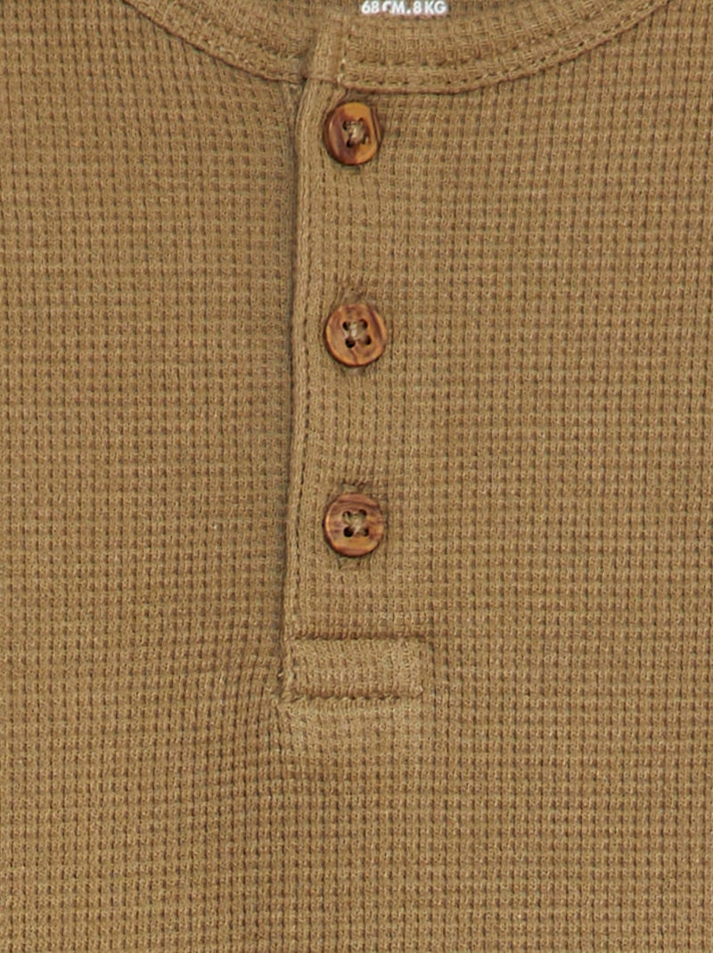 T-shirt  col tunisien Vert - Kiabi