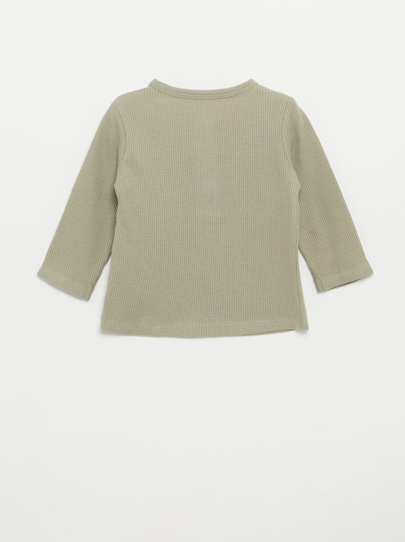 T-shirt col tunisien Vert - Kiabi