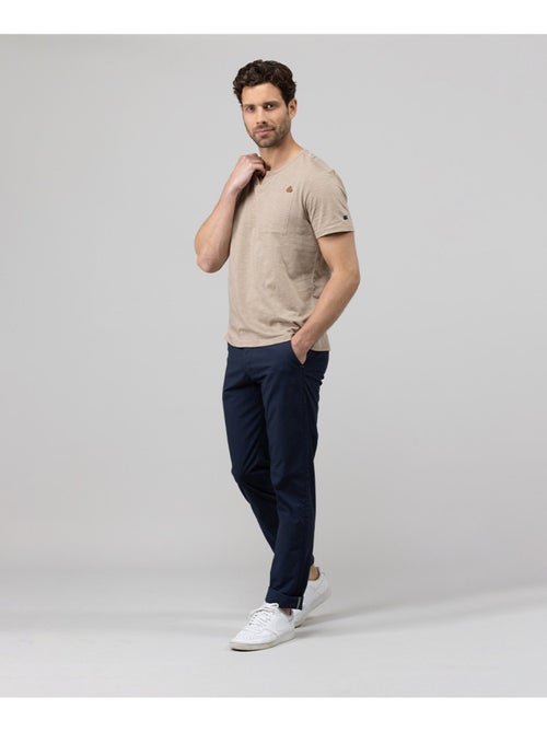 T-shirt col tunisien vieux rose Homme - Terre de Marins - Kiabi
