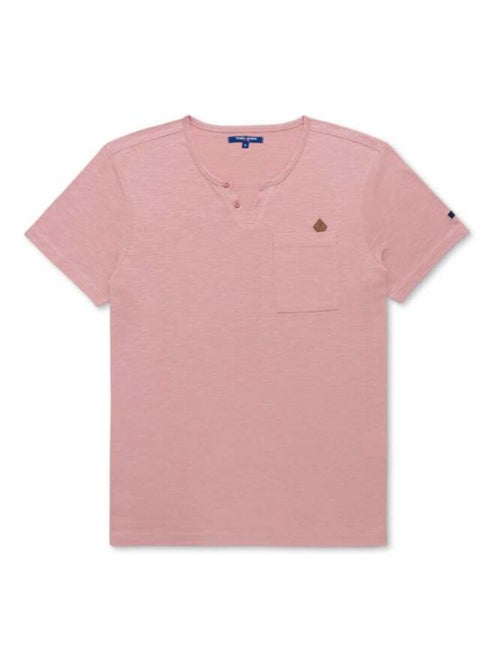 T-shirt col tunisien vieux rose Homme - Kiabi