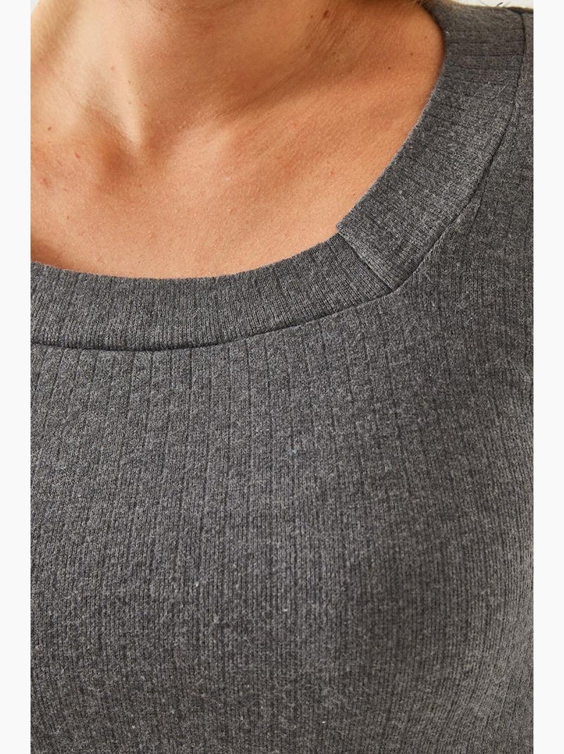 T-shirt col u bianco lucci Gris foncé - Kiabi