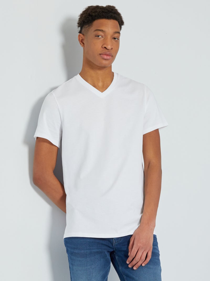 T-shirt col V +1m90 blanc - Kiabi