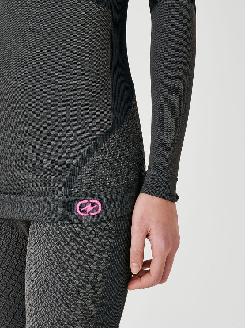 T-shirt col V Activ Body Thermolactyl 3 femme - DamartSport Noir - Kiabi