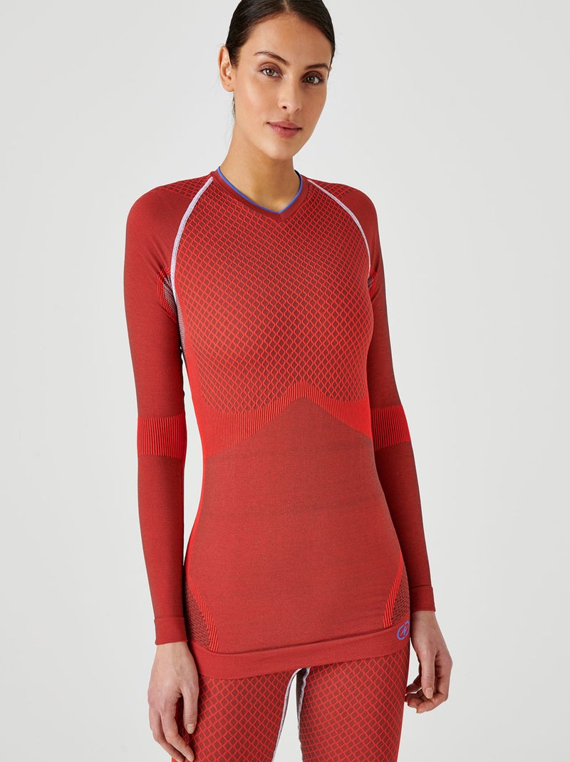 T-shirt col V Activ Body Thermolactyl 3 femme - DamartSport Rouge - Kiabi