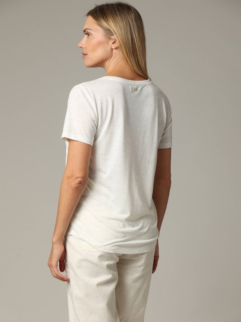 T-shirt col V avec détail coeur  'Deeluxe' Blanc - Kiabi