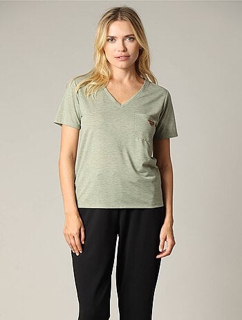 T-shirt col V avec détail coeur 'Deeluxe'